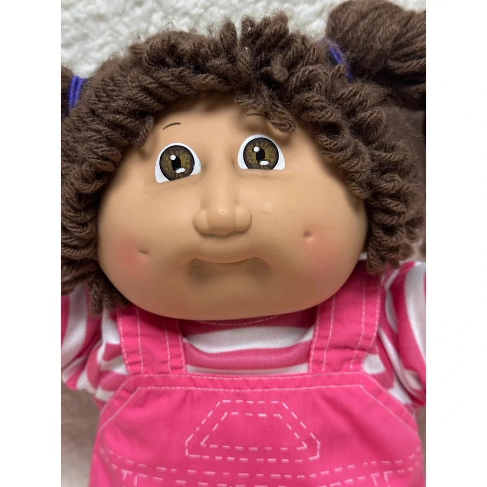 Cabbage Patch Kids Doll 1985 Xavier Roberts Brown Hair Pink Jumper Vintage